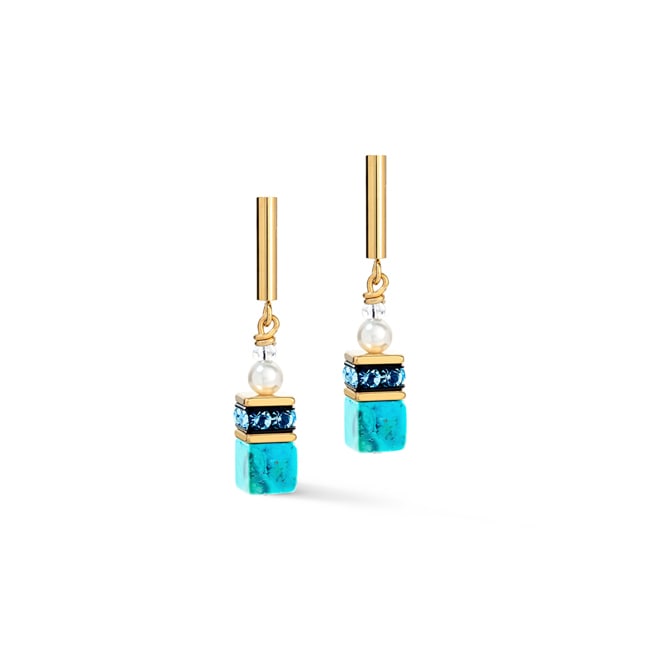 Coeur de Lion Geocube® Precious Fusion Pearls Earrings Turquoise - 5086/21-0616