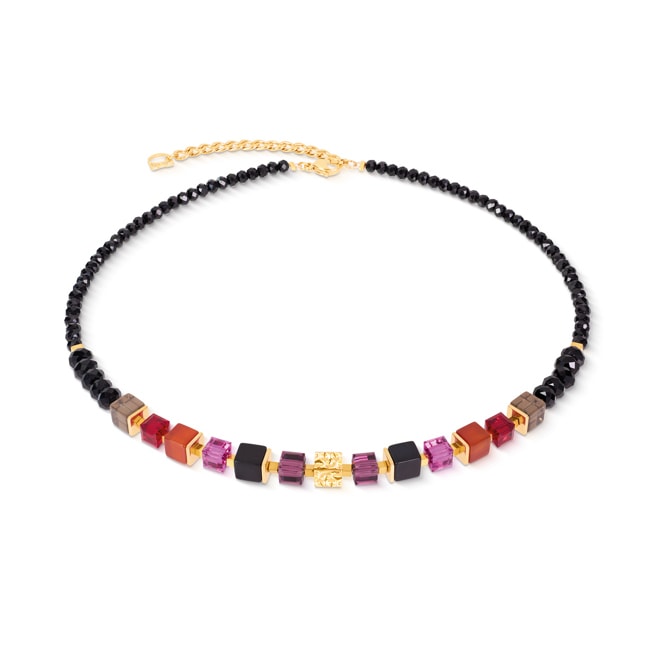 Coeur de Lion Halskette Cube Mix Precious Berry Gold - 3034/10-0308