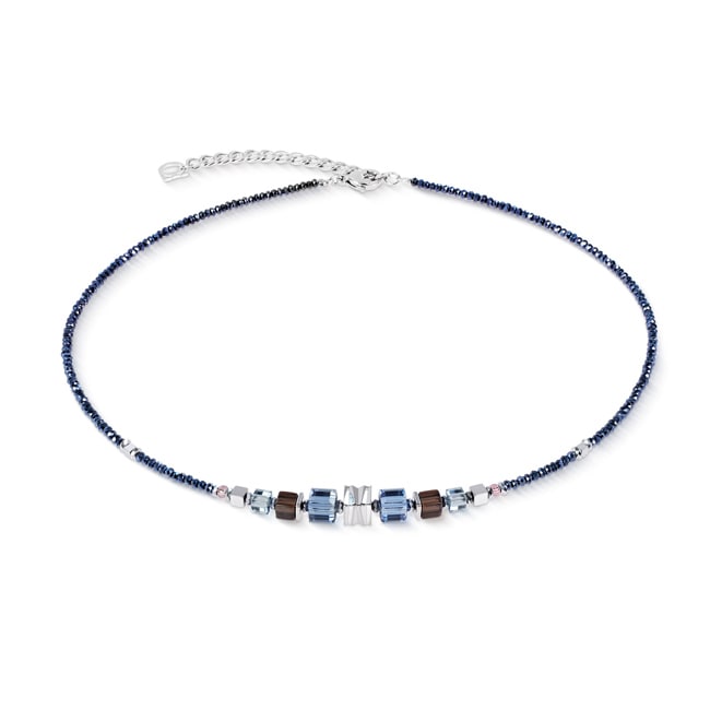 Coeur de Lion Collier Wave Cube Flow Argent-Bleu - 3044/10-0712