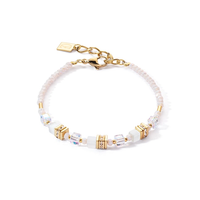 Coeur de Lion Mini Cubes Armband Gold Weiss - 4565/30-1416