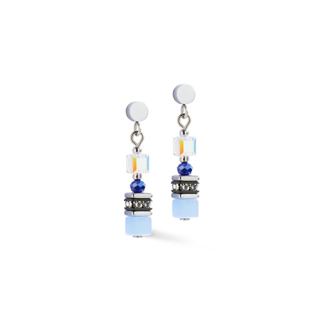Coeur de Lion Boucles d'Oreilles Mini Cubes Bleu - 4565/21-0700