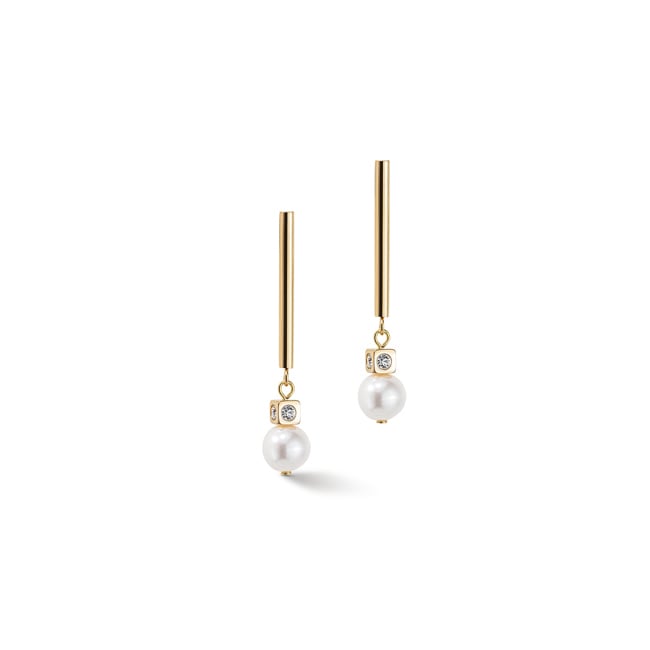 Coeur de Lion Boucles d'Oreilles Asymétrie Perles d'Eau Douce & Acier Inoxydable Blanc-Or - 1102/21-1416