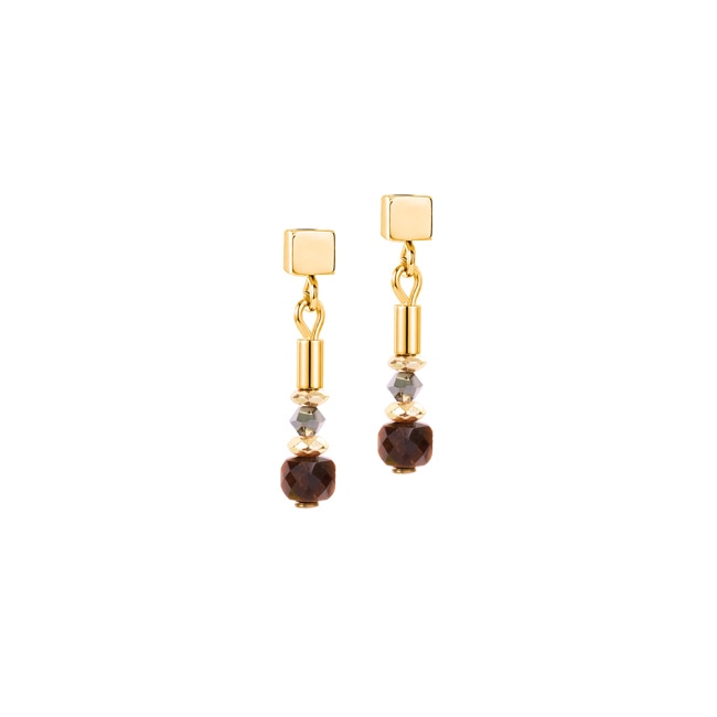 Coeur de Lion Boucles D'Oreilles Cube Balance Golden Hazel - 3048/21-1116