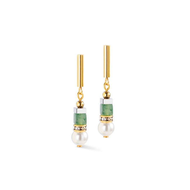 Coeur de Lion Precious Fusion Offset Earrings Gold-Green - 4354/21-0500