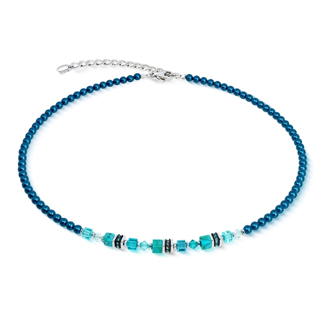 Coeur de Lion Princess Teal Glow Halskette Silber - 2103/10-0624