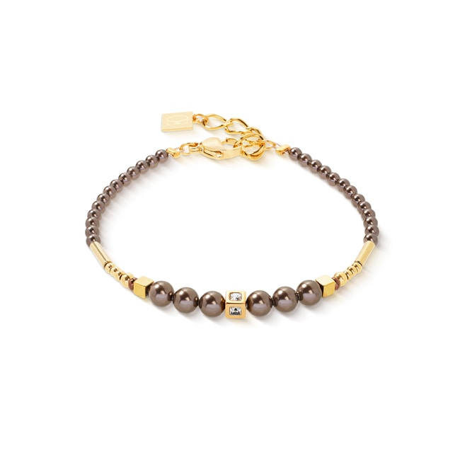 Coeur de Lion Shimmering Princess Pearls Bracelet Gold-Brown - 4312/30-1100