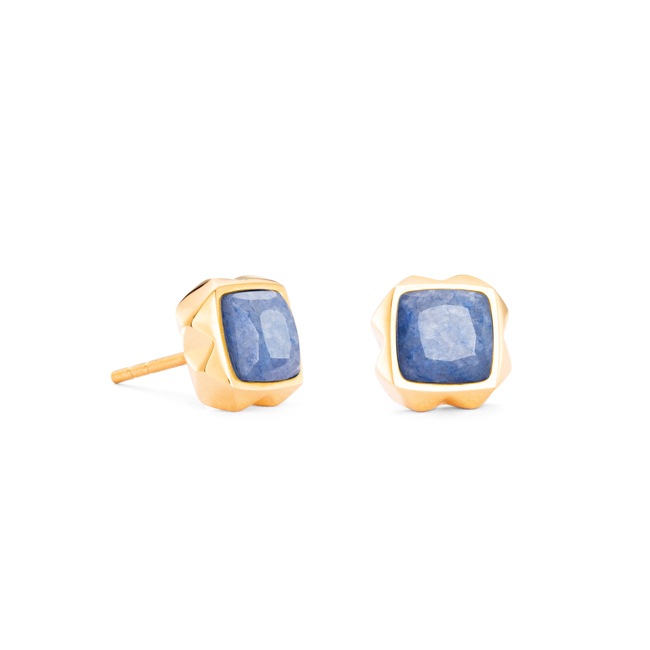 Coeur de Lion Spikes Square Earrings Aventurine Gold-Blue - 1200/21-0716