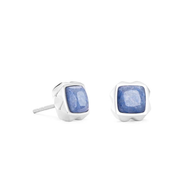 Coeur de Lion Boucles d'Oreilles Spikes Square Aventurine Argent-Bleu - 1200/21-0717