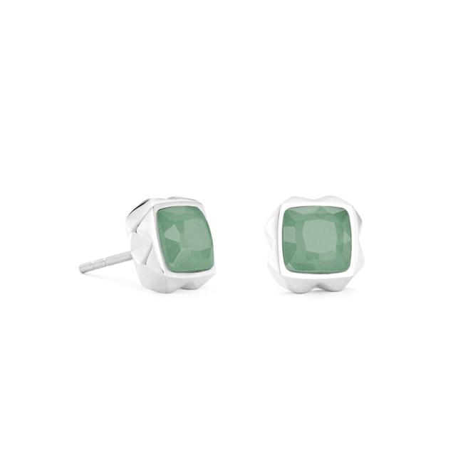 Coeur de Lion Boucles d'Oreilles Spikes Square Aventurine Argent-Vert - 1200/21-0517