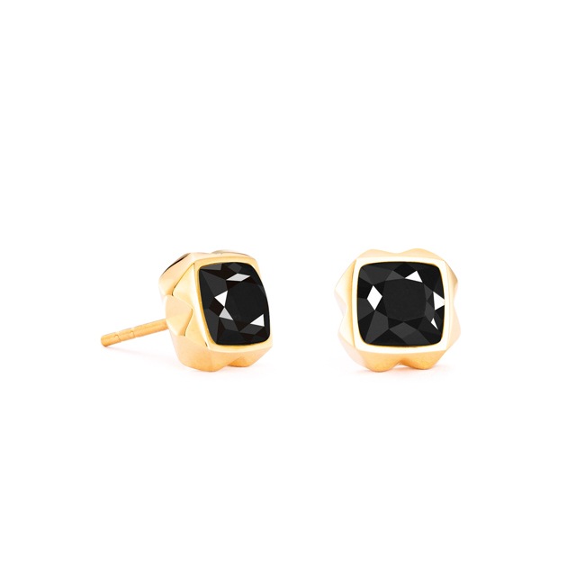Coeur de Lion Boucles d'Oreilles Spikes Square Onyx Or-Noir - 1200/21-1316
