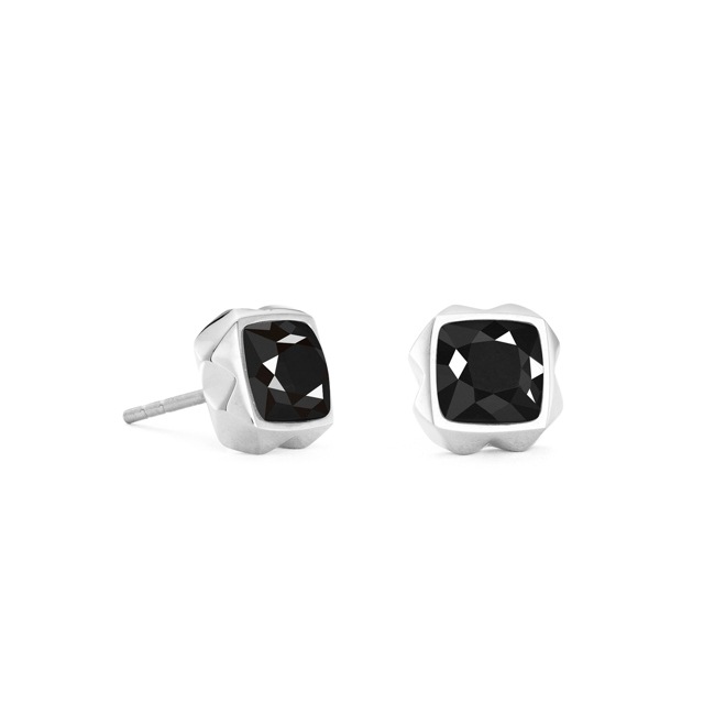 Coeur de Lion Boucles d'Oreilles Spikes Square Onyx Argent-Noir - 1200/21-1317