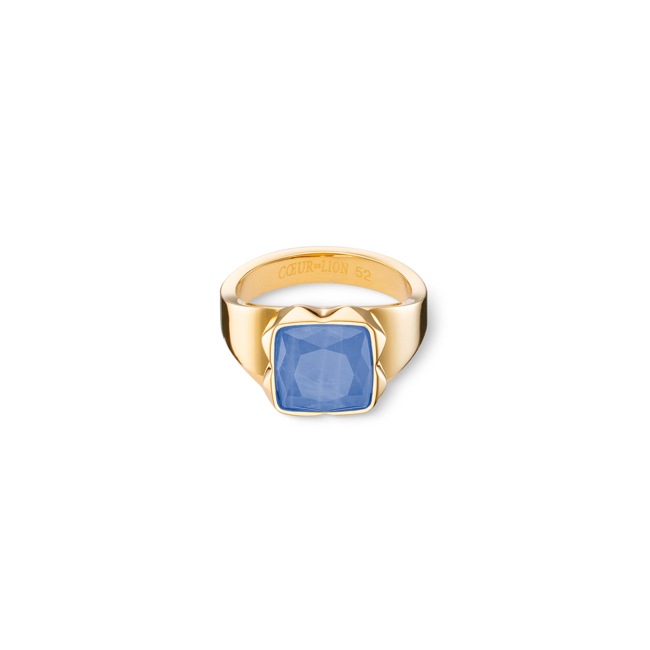 Coeur de Lion Bague Spikes Square Aventurine Or-Bleu - 1200/40-0716