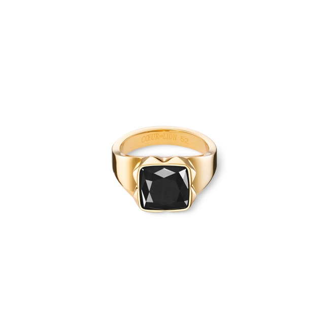 Coeur de Lion Spikes Square Ring Onyx Gold-Schwarz - 1200/40-1316