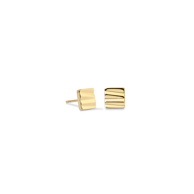Coeur de Lion Square Wave Stud Earrings Gold - 0141/21-1600