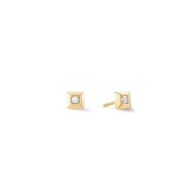 Coeur de Lion Statement Collection Sparkling Square Boucles d'oreilles 6mm Or - 1011/21-1600