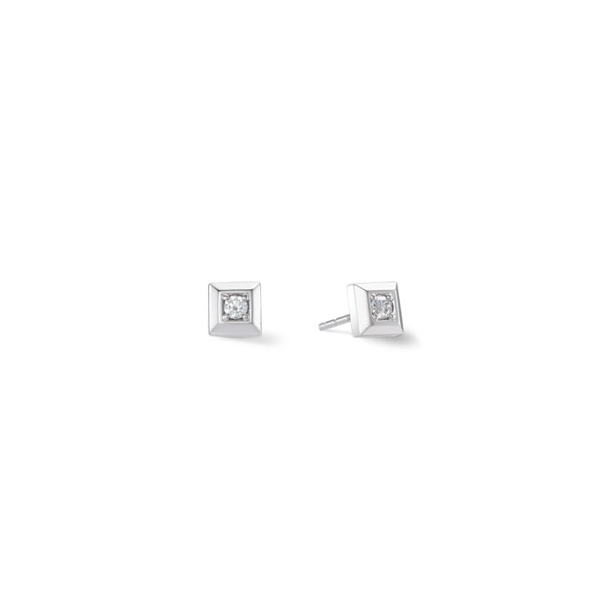 Coeur de Lion Statement Collection Sparkling Square Boucles d'oreilles 6mm Argent - 1011/21-1700