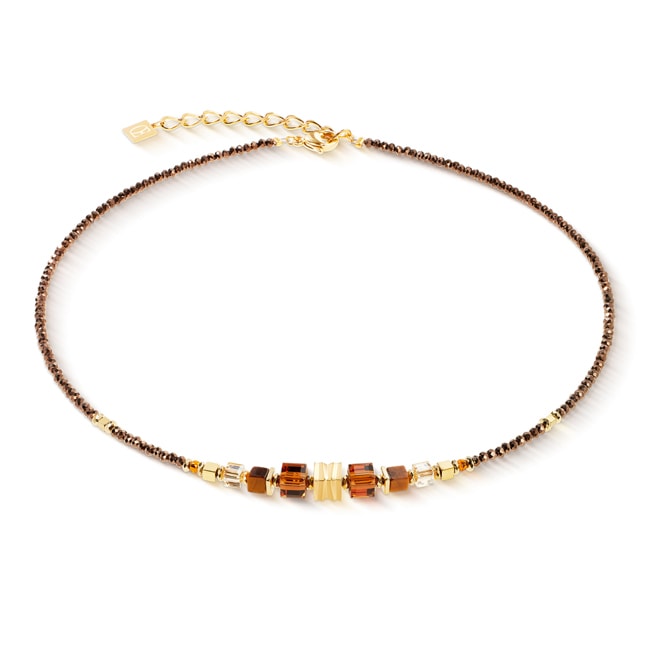 Coeur de Lion Wave Cube Flow Necklace Gold-Brown - 3044/10-1116