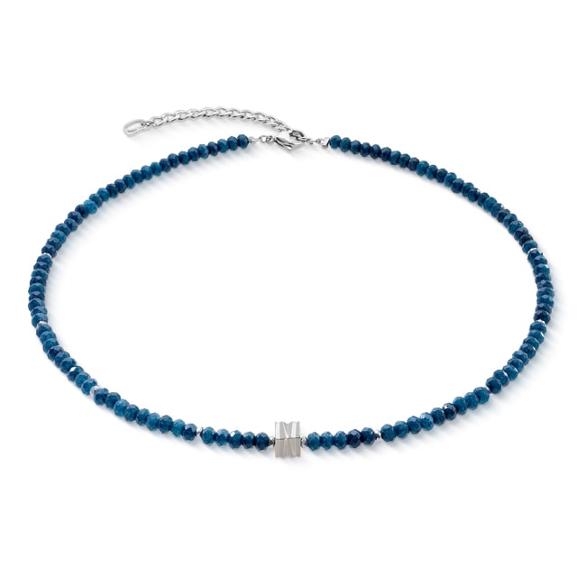 Coeur de Lion Wave Essence Halskette Navy Jade Silber - 3045/10-0717