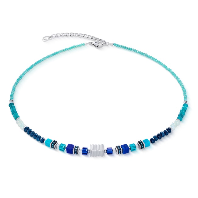 Coeur de Lion Wave Precious Flow Halskette Silber-Teal - 3046/10-0607