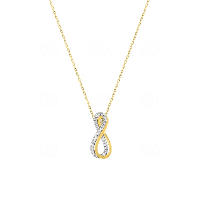 Collier or jaune 375/9 ct bicolore infini avec zircones - 59SA628BZ