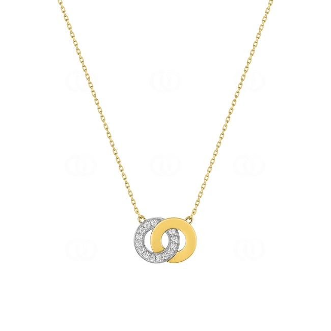 Collier 375/9 K Gelbgold bicolor Kreise mit Zirkonia - S12.55120