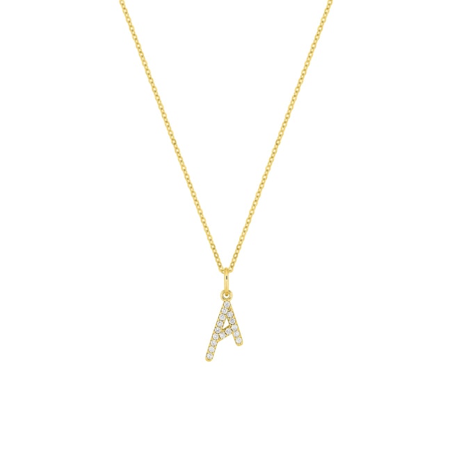 Collier 375/9 K Gelbgold Buchstabe A mit Lab Grown Diamanten 0.10 ct - 9KLGD01AY