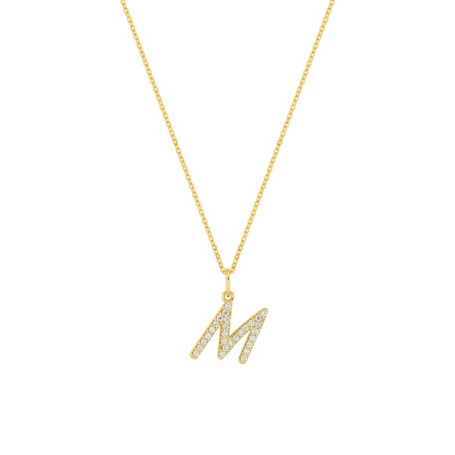 Collier 375/9 K Gelbgold Buchstabe M mit Lab Grown Diamanten 0.17 ct - 9KLGD01MY