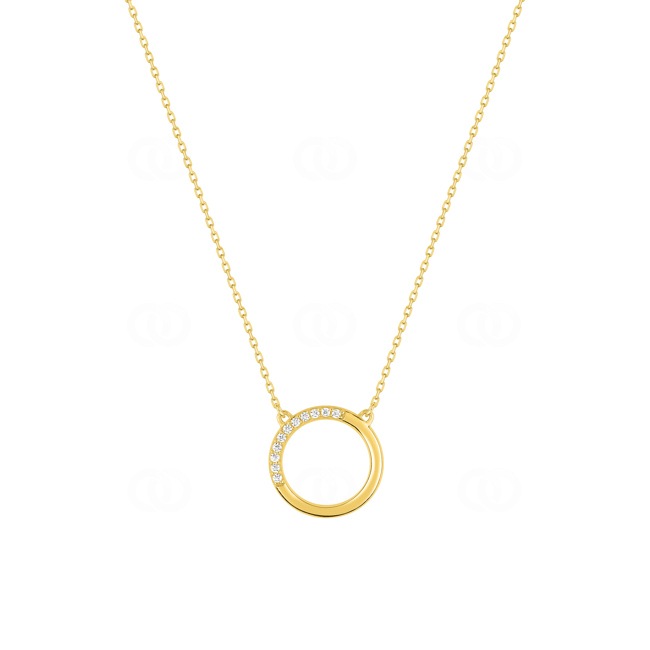 Collier or jaune 375/9 ct cercle avec zircones - 397021.Z0