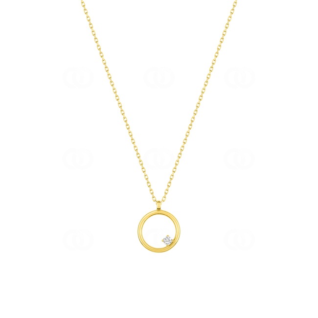 Necklace 375/9 K Yellow Gold Circle with Cubic Zirconia - 397132.Z0