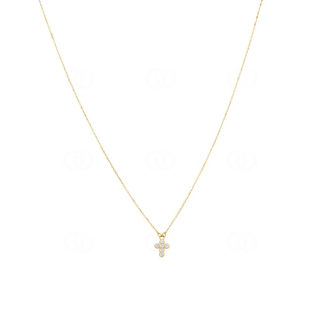 Collier or jaune 375/9 ct Croix avec zircones - 397138.Z0