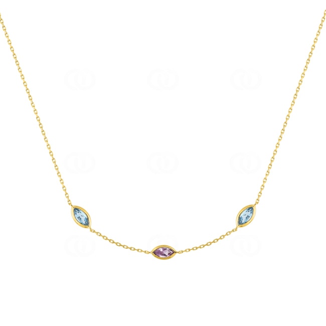 Collier 375/9 K Gelbgold mit Amethyst & Blautopasen - 397319.V0