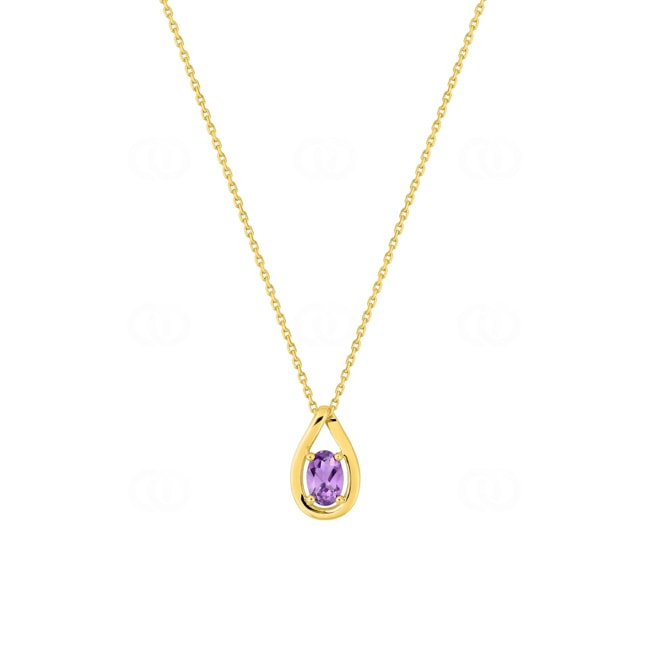 Collier or jaune 375/9 ct avec améthyste ovale - 397570.A0