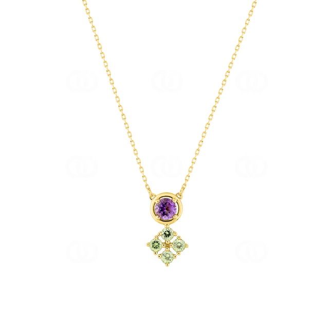 Necklace 375/9 K Yellow Gold with Amethyst & Peridots - 397480.V0