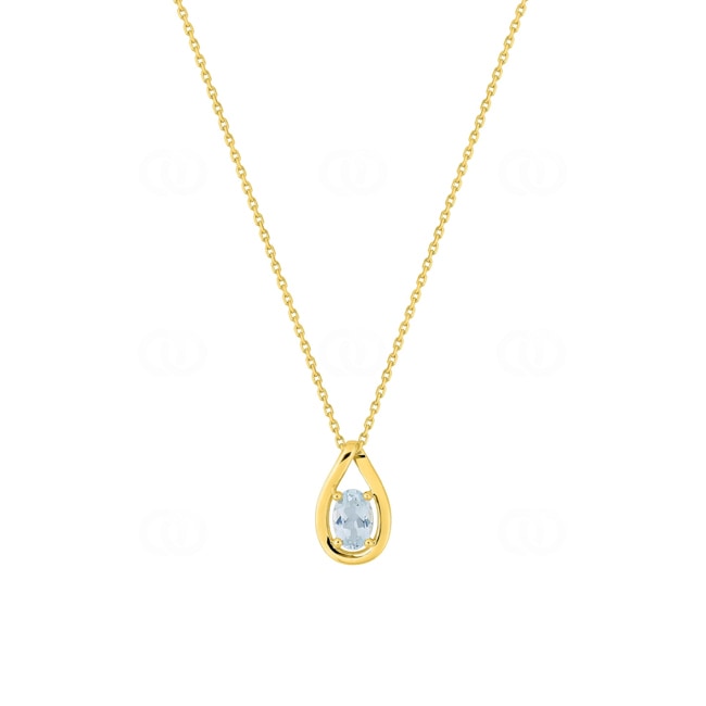 Collier or jaune 375/9 ct avec aigue-marine ovale - 397570.M0