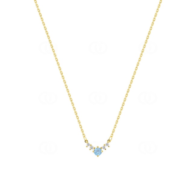 Collier or jaune 375/9 ct avec topaze bleue & zircones - 397532.T0