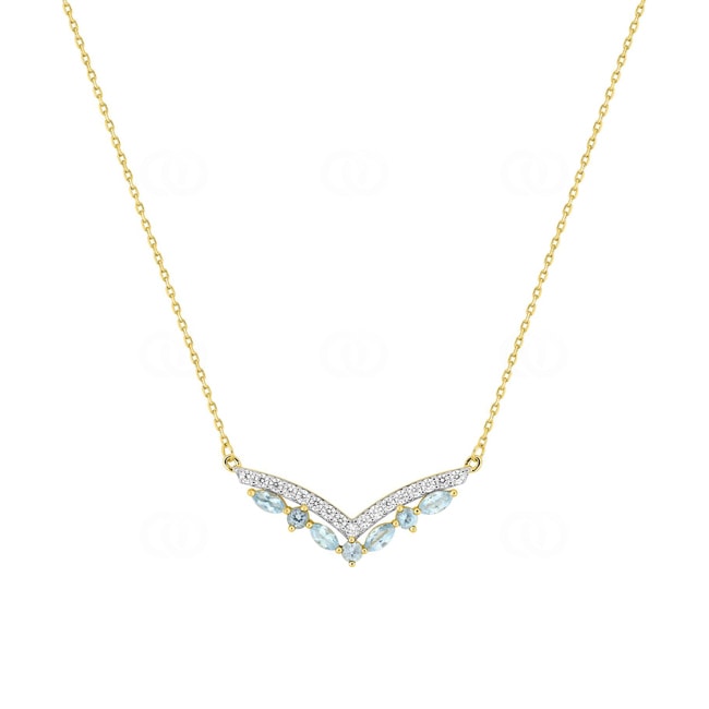 Collier or jaune 375/9 ct avec topazes bleues & zircones - 397611.T3