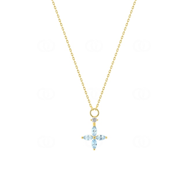 Collier or jaune 375/9 ct avec topazes bleues & zircones - 397614.T0