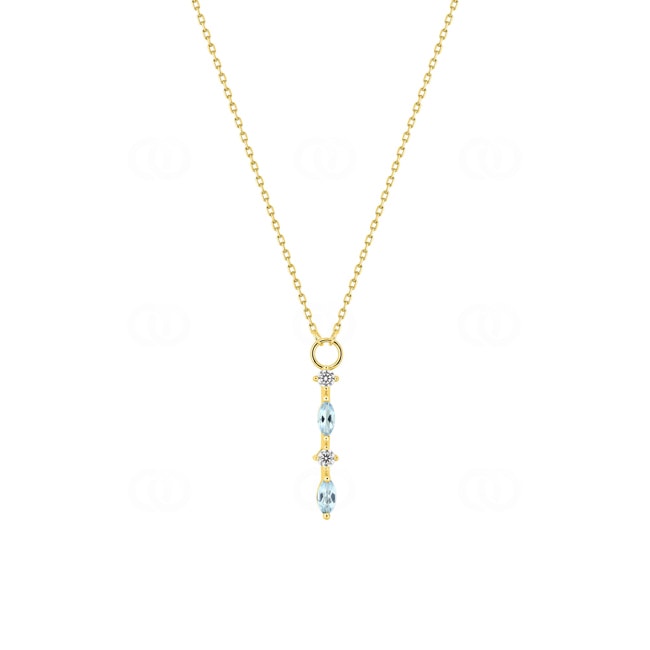 Collier or jaune 375/9 ct avec topazes bleues & zircones - 397615.T0