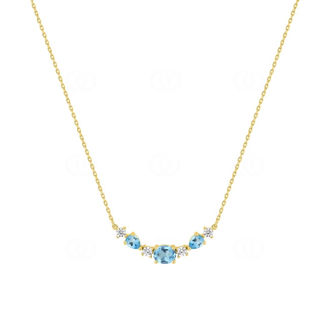 Collier or jaune 375/9 ct avec topazes bleues & zircones - 397541.T0