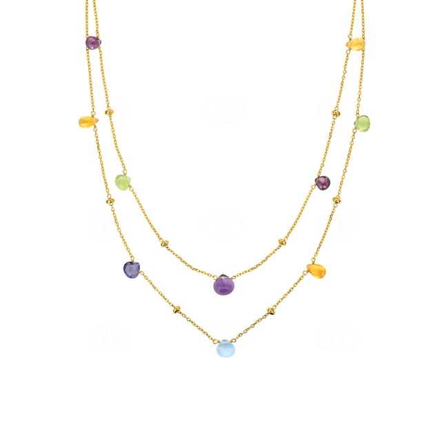 Collier or jaune 375/9 ct avec multi-pierres fines - 59FA613JV
