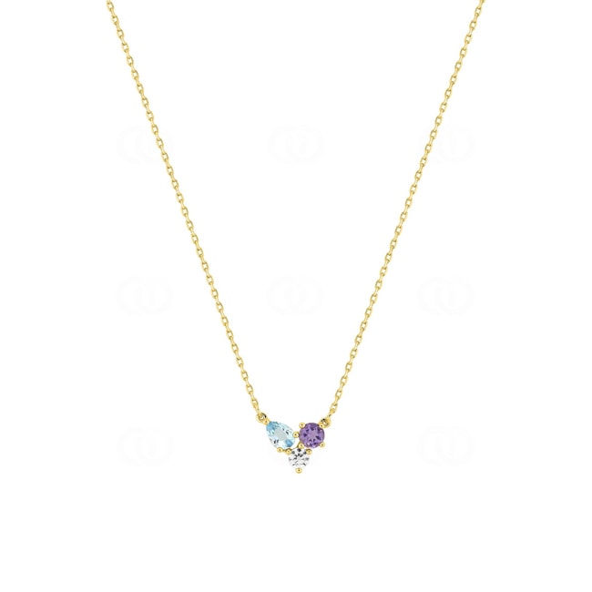 Collier or jaune 375/9 ct avec multi-pierres fines - 397534.V0