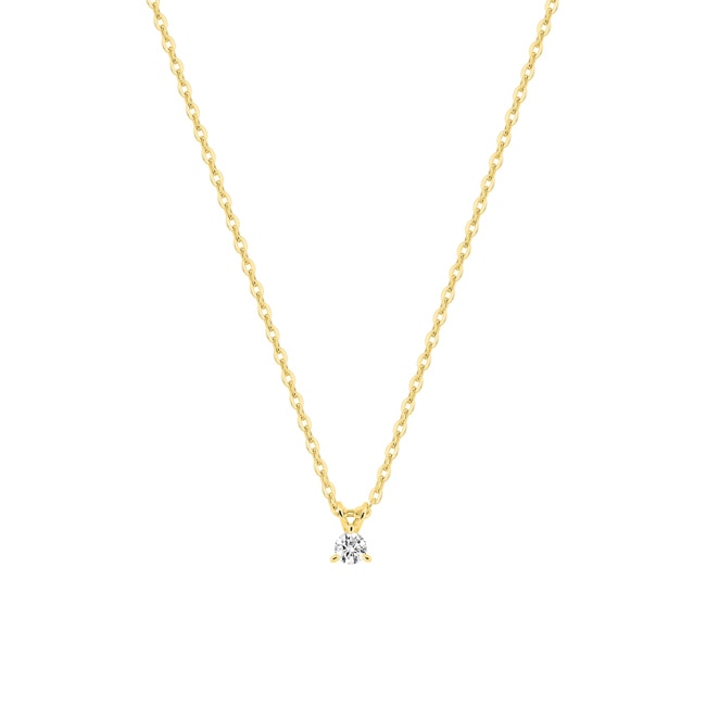 Collier or jaune 375/9 ct avec diamant de laboratoire 0.05 ct - 9KLGD059Y