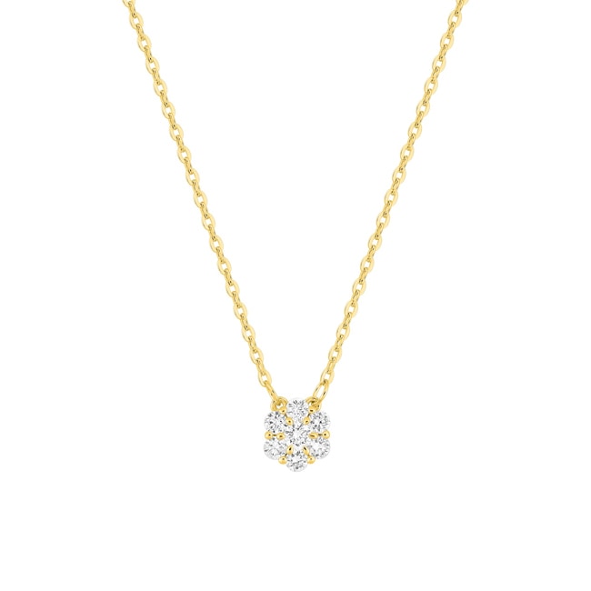 Collier or jaune 375/9 ct avec diamants de laboratoire 0.15 ct - 9KLGD078Y