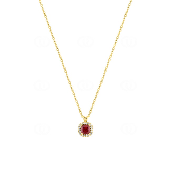 Necklace 375/9 K Yellow Gold with Lab Grown Ruby & Diamonds 0.05 ct - 9KLGR229Y