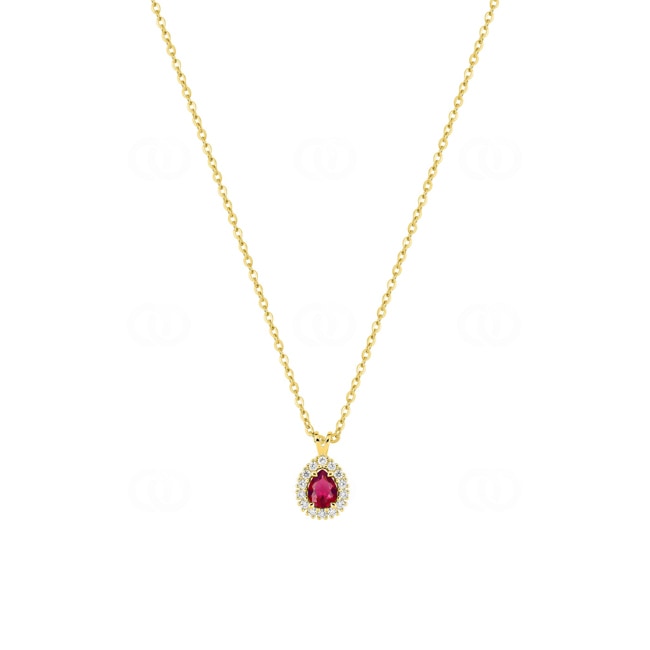 Collier 375/9 K Gelbgold mit Lab Grown Rubin & Diamanten 0.07 ct - 9KLGR224Y
