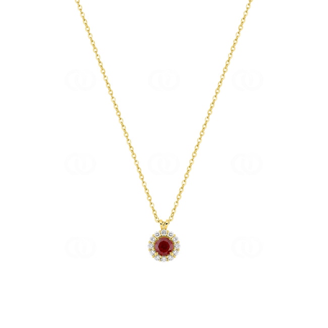 Necklace 375/9 K Yellow Gold with Lab Grown Ruby & Diamonds 0.13 ct - 9KLGR231Y