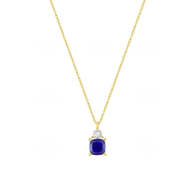 Necklace 375/9 K Yellow Gold with Lab Grown Sapphire & Diamonds 0.15 ct - 9KLGS321Y