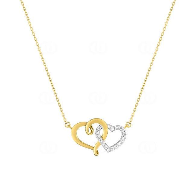 Collier 375/9 K Gelbgold mit verschlungenen Herzen & Zirkonia - 59SK54BZ