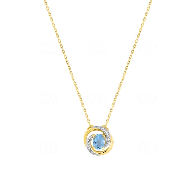 Collier 375/9 K Gelbgold rhodiniert mit Blautopas & Zirkonia - 5FA733BTZ