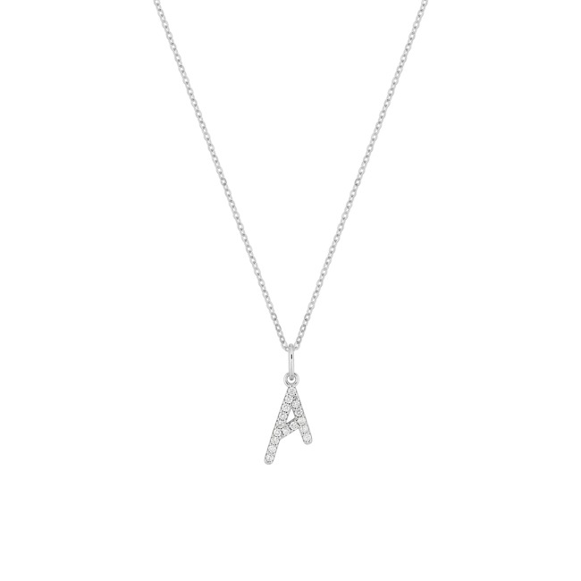 Collier 375/9 K Weissgold Buchstabe A mit Lab Grown Diamanten 0.10 ct - 9KLGD01AW